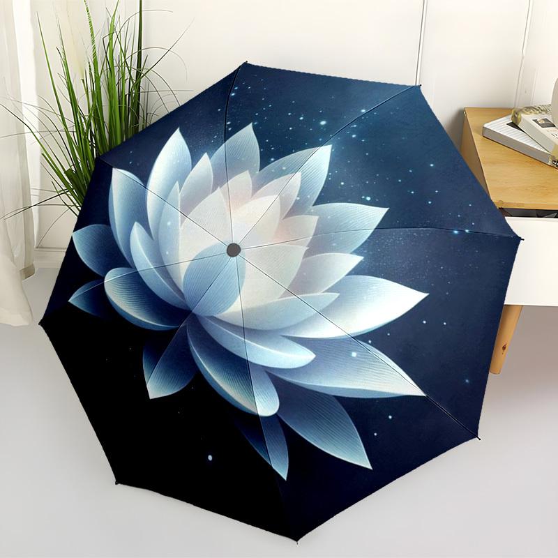 

1pc Lotus Flower Print Automatic Open/Close Umbrella, Folding Compact Umbrella with Lightweight Design for Women/Men yy251028255
