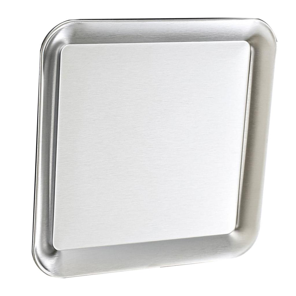 Serving Platter Square Stainless Steel Dish Tray Barbecue Plate Silver Color for Home L