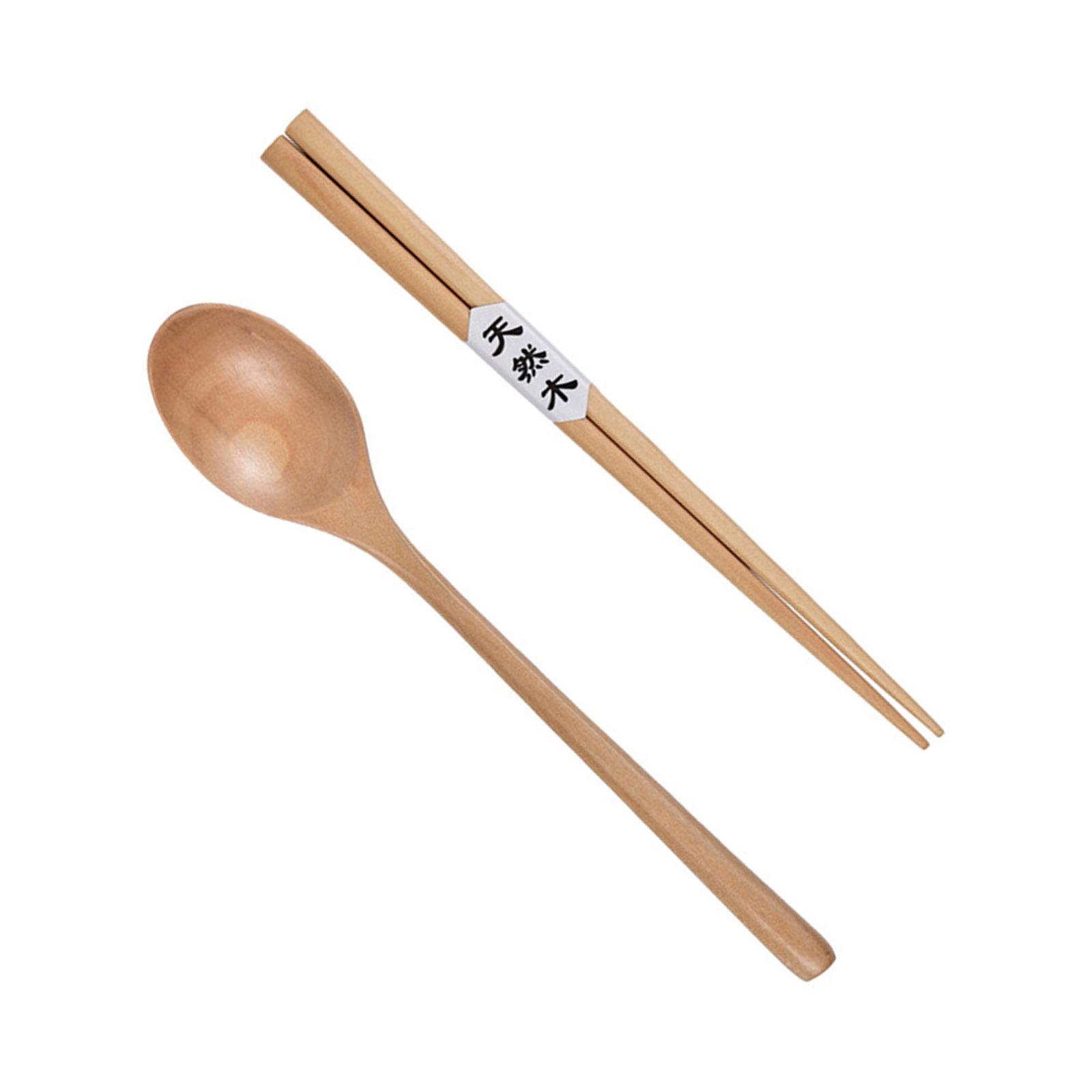 

Набор натуральных деревянных палочек и ложки Экологичная кухонная утварь Деревянные приборы Деревянные столовые приборы для ежедневного использования B