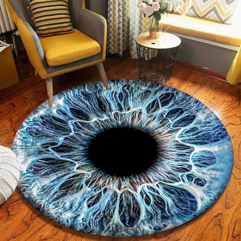 

Human Eye Iris Pattern Round Carpet Rug Mat Home Decoration Creative Pupil Design Brown Blue Color Unique Floor Mat Art Style 80cm x 80cm