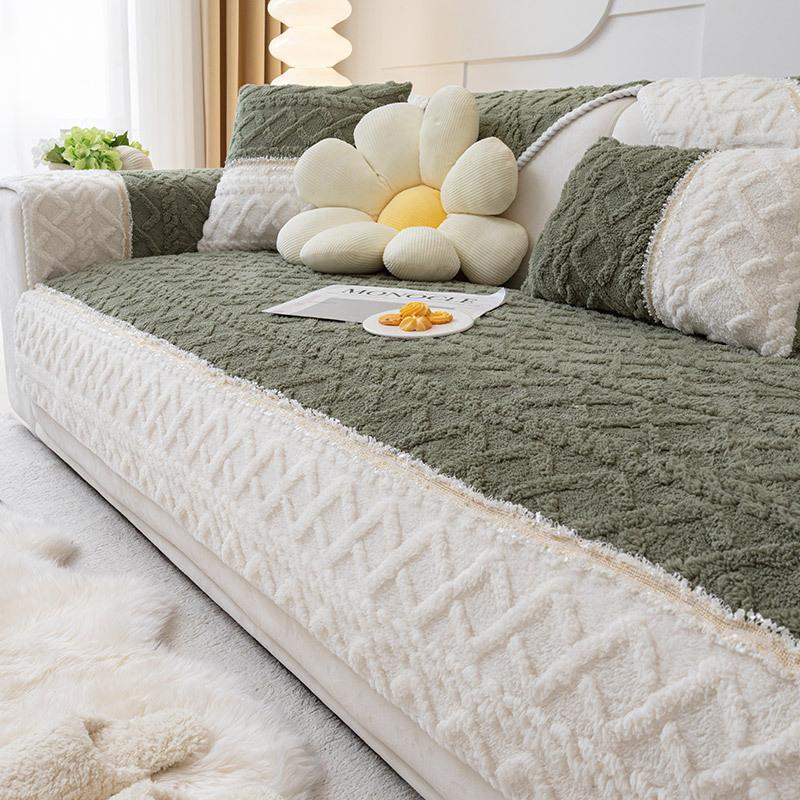Plush Sofa Cushion Winter Antislip Cushion Korean Style Leather Sofa Cover Cover Cloth Winter Blanket