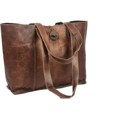 Vintage lederen draagtas handtas Shopper portemonnee schoudertas voor dames kantoor laptoptas