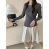 Crew neck back bow design sense knitted bottoming shirt autumn and winter new slim and thin sweater inner women