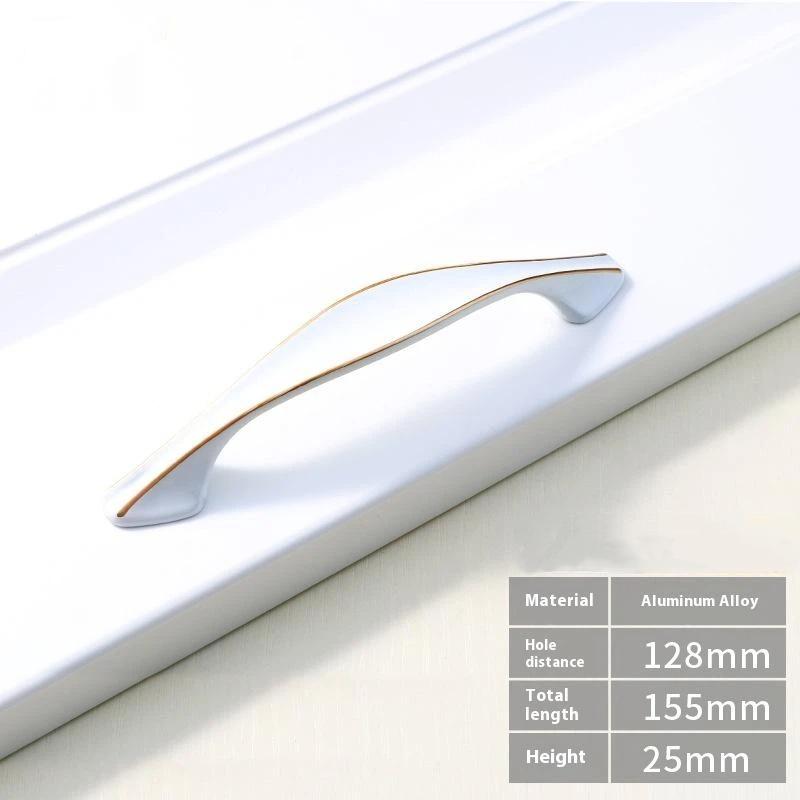 Modern Nordic Cabinet Handles White Amber Aluminum Alloy Black Drawer Pulls For Furniture Door Knocker
