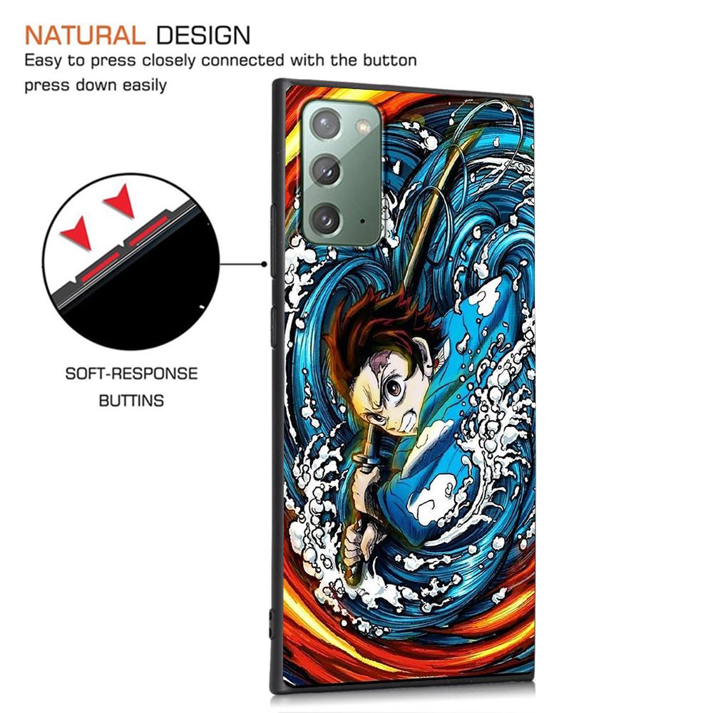 Demon Slayer Case for Samsung Galaxy Note 20 Ultra 10 Lite 9 8 A53 A52 A12 S22 S21 FE S20 Plus Silicone Black Anime Phone Cover
