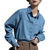 Damska koszula dżinsowa z długim rękawem - Wiosna/Jesień 2025 Retro francuski dopasowany krój
