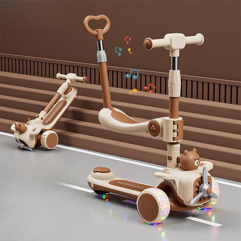 3 in 1 Toddler Scooter Push Scooter for Toddlers with Parent Push Handle Seat Outdoor Ride On Toys Birthday Gift for Boys Girls