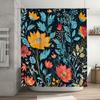 Modern Bathroom Decor: Eye-Catching Floral Shower Curtain Set in Blue, Yellow Red Perfect for Bathrooms, Bedrooms or Living Room