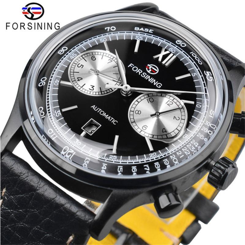 Forsining Men's Fashion Leisure Shanghai Movement Automatic Manipulator GMT1247-9-A