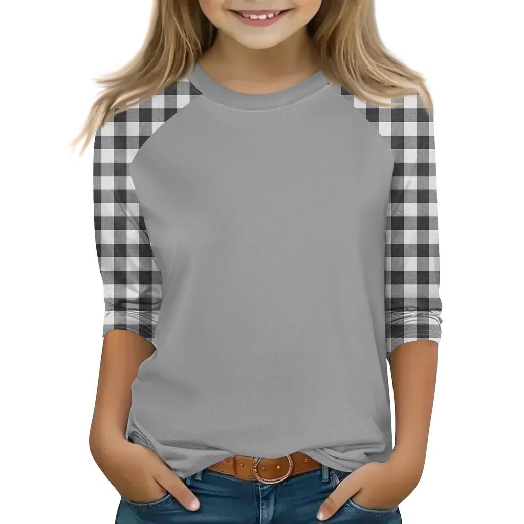 Topy pro dívky 4-16 let, kulatý výstřih, 3/4 rukávy, trička, moderní topy, outfity, trička