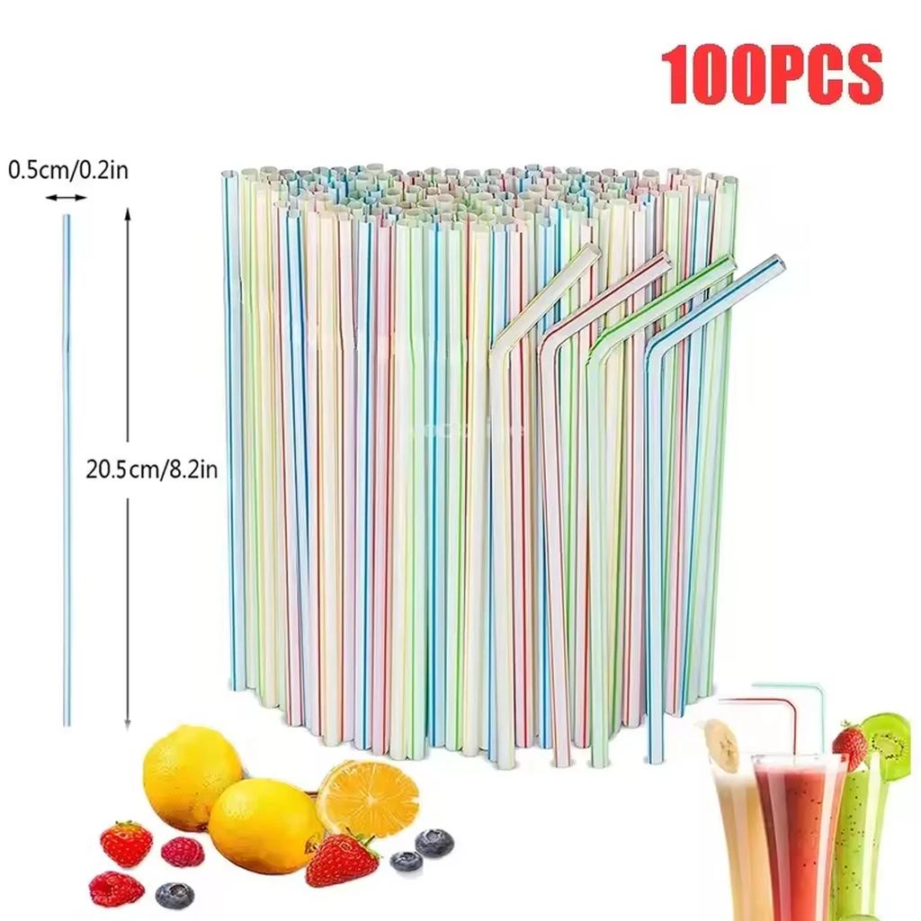 Flexible Plastic Drinking Straws Milk Tea Bar Party Wedding Kitchen Beverage Straw Home Accessories