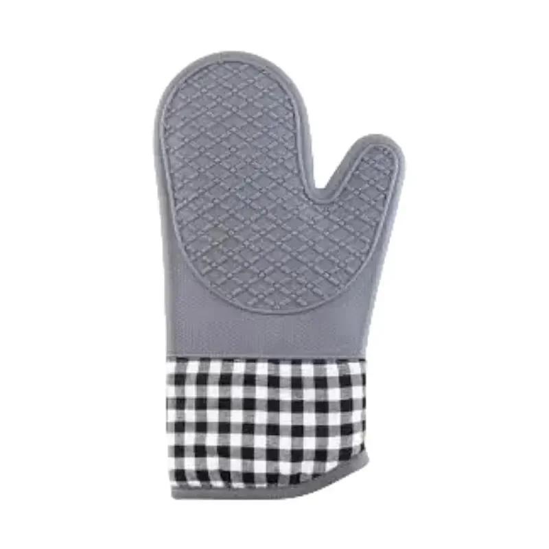 Silicone Kitchen Non-slip Pot Holders Gloves High Temperature Resistance Thick Baking Gloves Barbeque Gloves for Kitchen Cooking