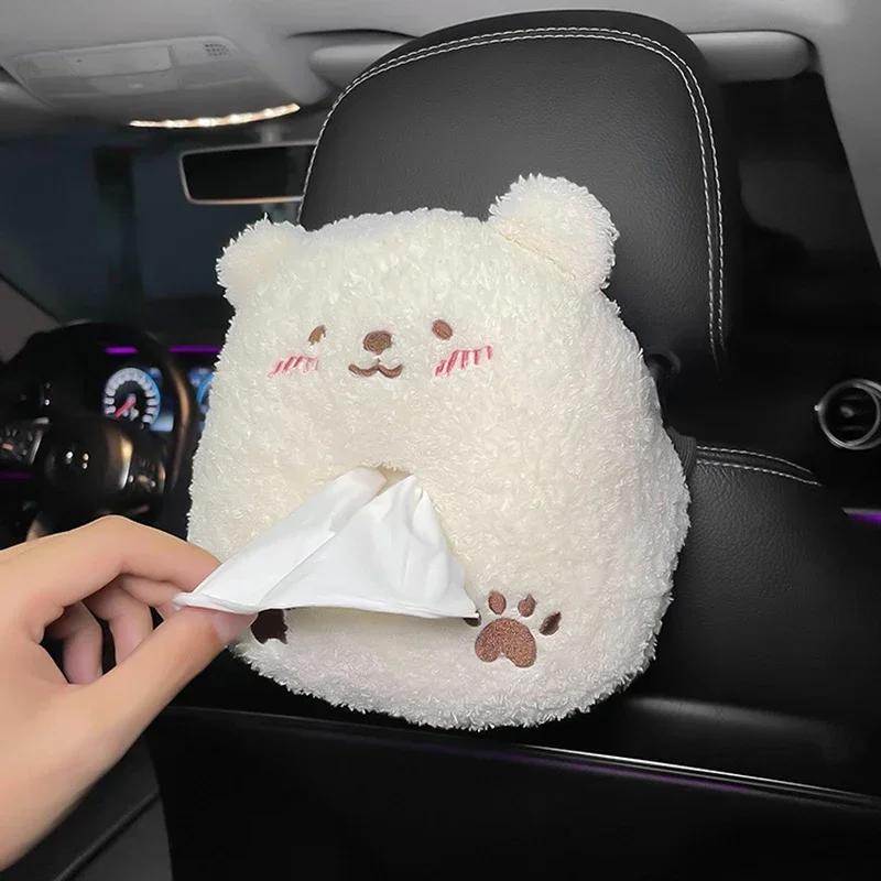 

Portable Plush Animals Car Tissue Box Napkin Holder Seat Back Armrest Storage Bag Auto Interior Tissue Paper Organizer Products