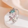 European and American Popular Bird Ring, Female Personality, Fashion, Pink, Emerald Colored Rings