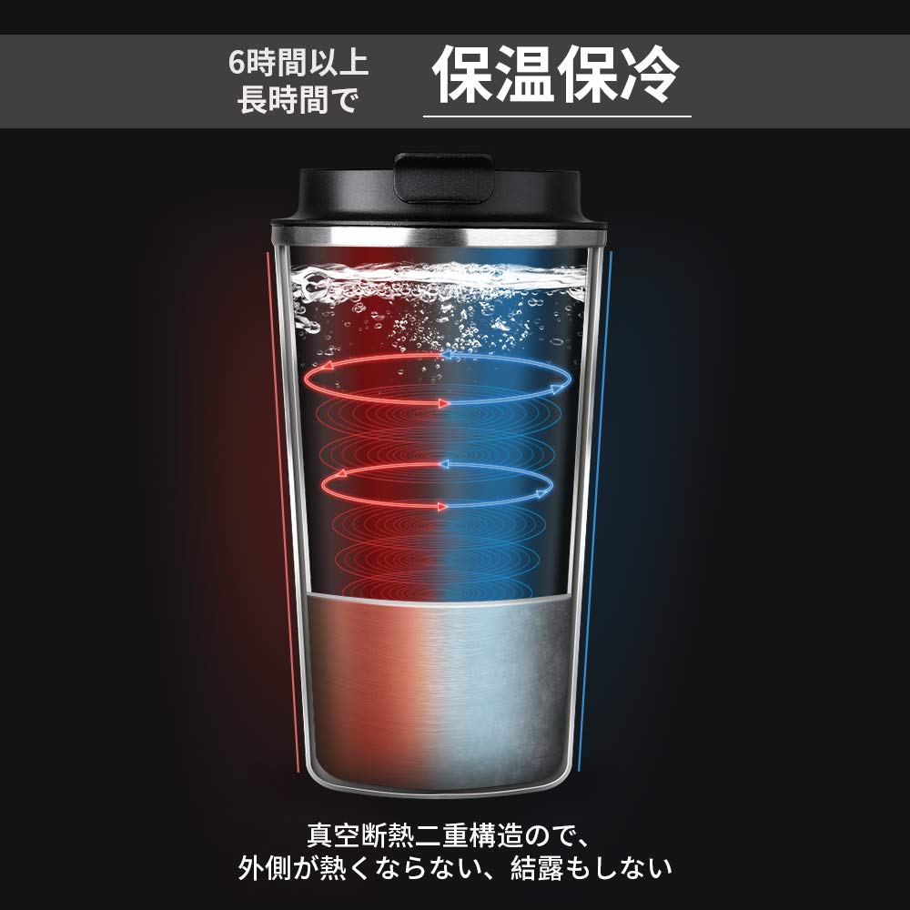 OCTERR Vacuum Insulated Stainless Steel Tumbler with for Direct and Perfect As a Gift Lid, Portable, Insulated, Coffee, Drip, (Black, 510ml)