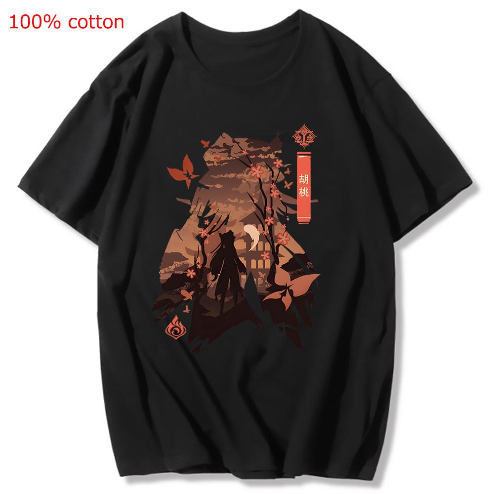 Genshin Impact Printing Tshirts Xiao Venti Print Tee Shirts Hu Tao Zhong Li Graphic T-shirt Kaedehara Kazuha Raiden Shogun Tees