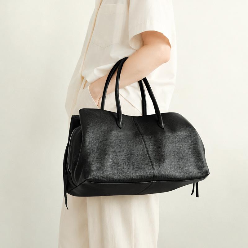First layer cowhide tote bag row women's versatile simple handbag, large capacity leather commuter underarm shoulder bag