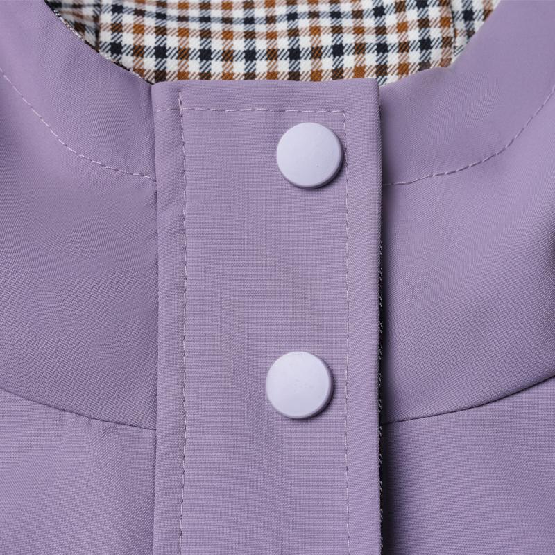 Women's Plus Size Casual Hooded Coat – Plaid Trim Hood Windproof Jacket (Sizes 3XL-7XL) for Middle-Aged Women