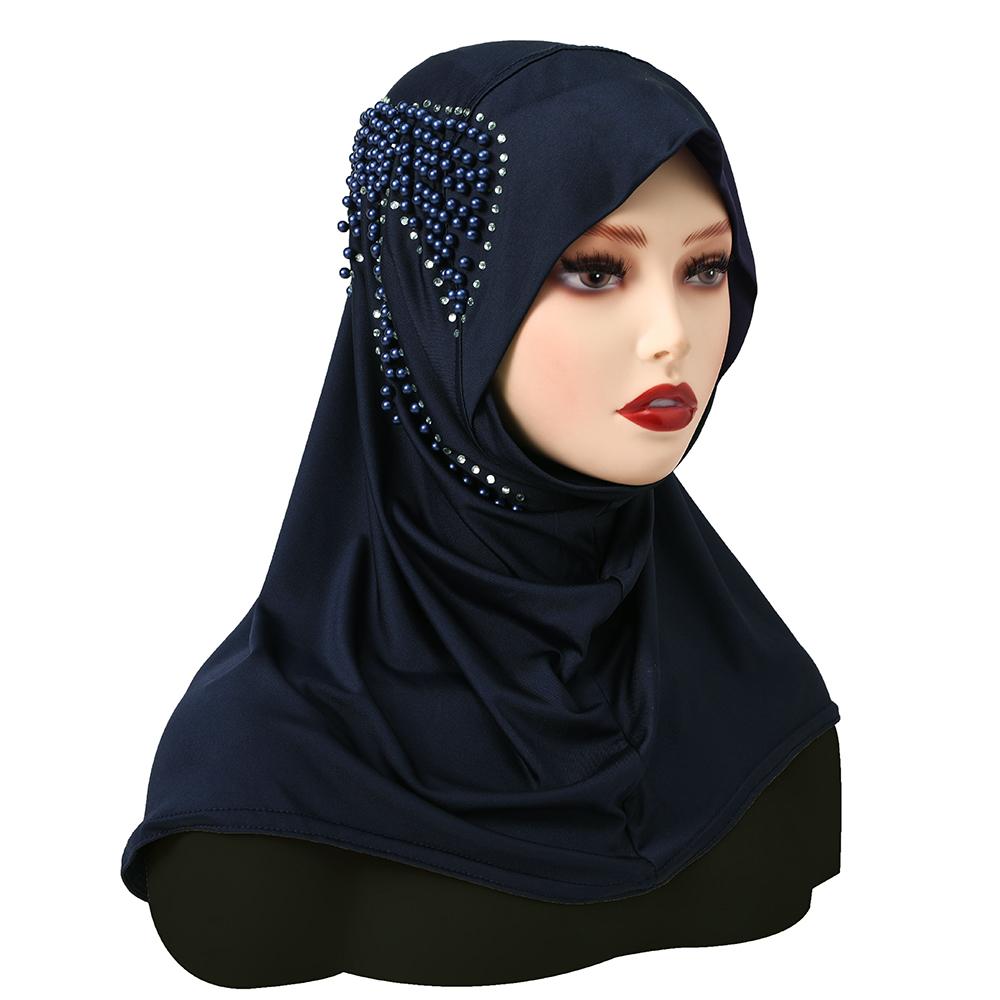 Jersey Instant Plain Hijab Underscarf Women Muslim With Bow Drills Tudung Full Cover Inner Islamic Scarf Shawls Supplier