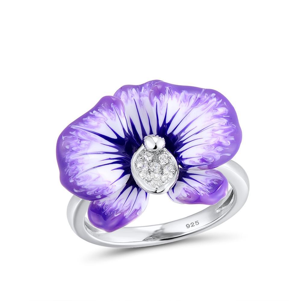 

Ladies Peach Blossom Lotus Wedding Jewelry Set Elegant Temperament Purple Enamel Flower Ring Necklace Earring Set Y14317YY-