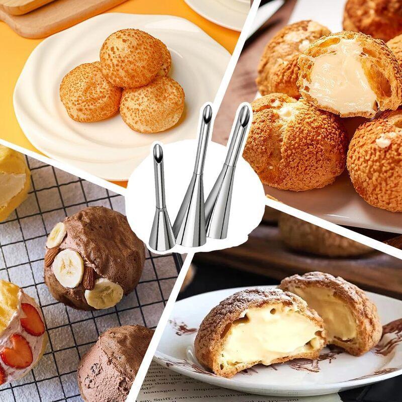 4Pcs Puff Pastry Piping Nozzle Set Food Grade Stainless Steel Decorating Tips for Cake Cupcake Home Baking