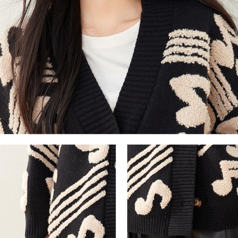 DIMANAF 2025 Winter New Jacket Women Sweaters Coat Wadded Cardigan Knitting Pockets Sweater