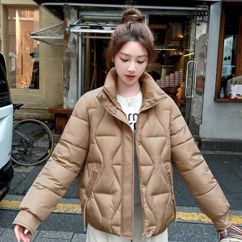 Fashion women's new short down cotton-padded coat, winter small cotton-padded jacket, stand-up collar, thin and thickened coat