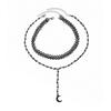 Vintage sweet and cool black love heart pendant collar, Spice Girl lace crescent moon tassel double necklace.