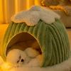 Windproof Warm Pet Bed House Enclosed Pumpkin Shape Washable Soft Cat Plush Tent Kennels for Indoor Pet Supplies