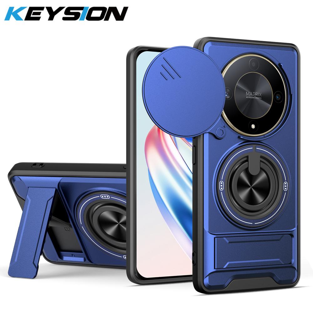 KEYSION Magnetic Phone Case for Honor X9b 5G X9A Slide Camera Protection Upright Kickstand Shockproof Cover for Magic 5 6 Lite