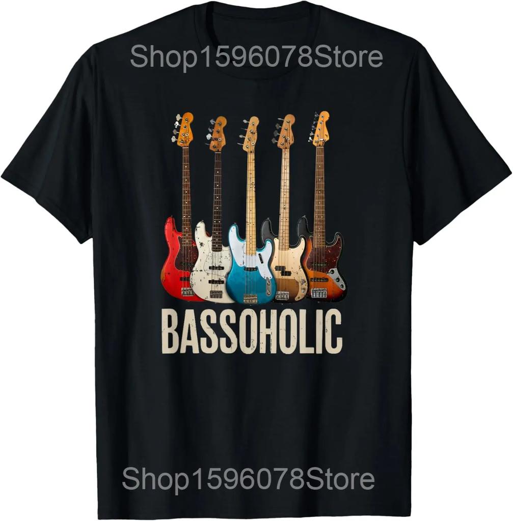 Rocking Bear Bass Guitar Player Music Cool Bassist Musicians T Shirts Christmas Guitar Humor Tee Short Sleeve Loose Clothing