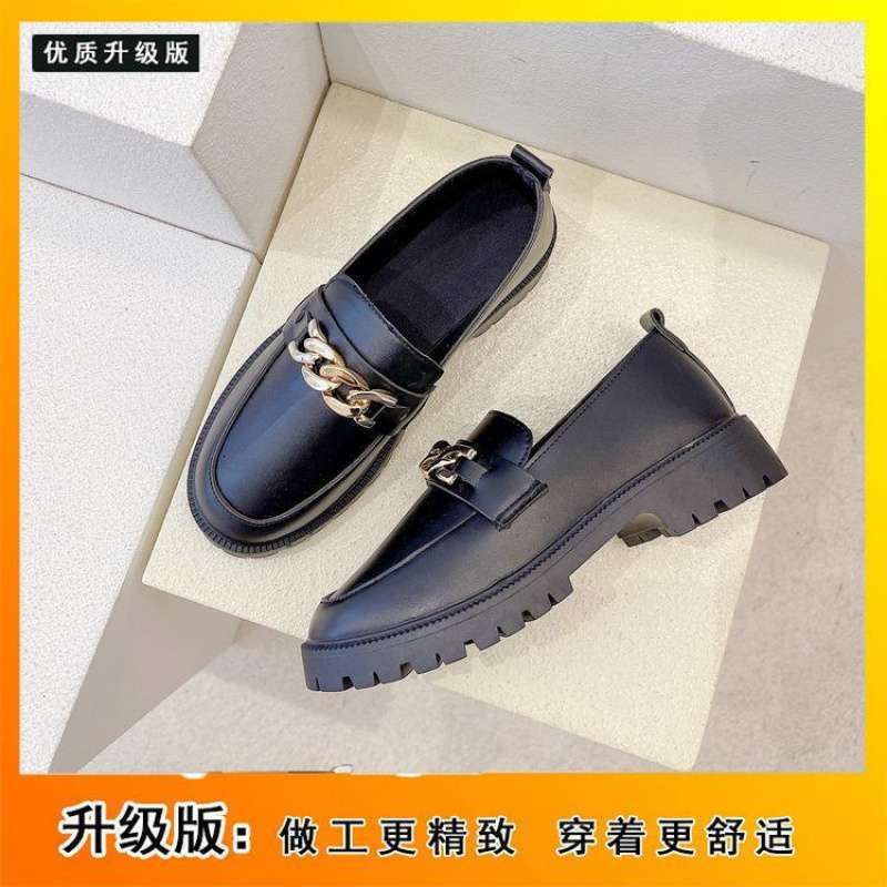 Small Leather Shoes Women's British Style 2025 New Versatile High-heeled Loafers Black Spring and Autumn Flat-bottomed Retro Single Shoes Spring