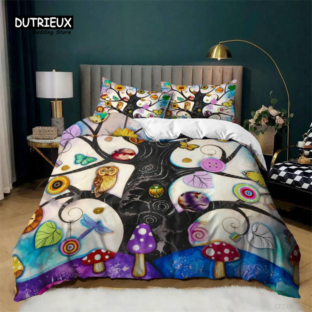 Nature Tree of Life Duvet Cover Microfiber Mystery Gothic Bedding Set Exotic Celtic Knot Quilt Cover King Queen For Kids Adults