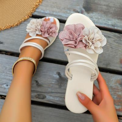 Fashion Women Slippers Handmade Flower Shoes Ladies Soft-soled Non-slip Women Slippers Summer Travel Vacation Beach Sandals Slides Women