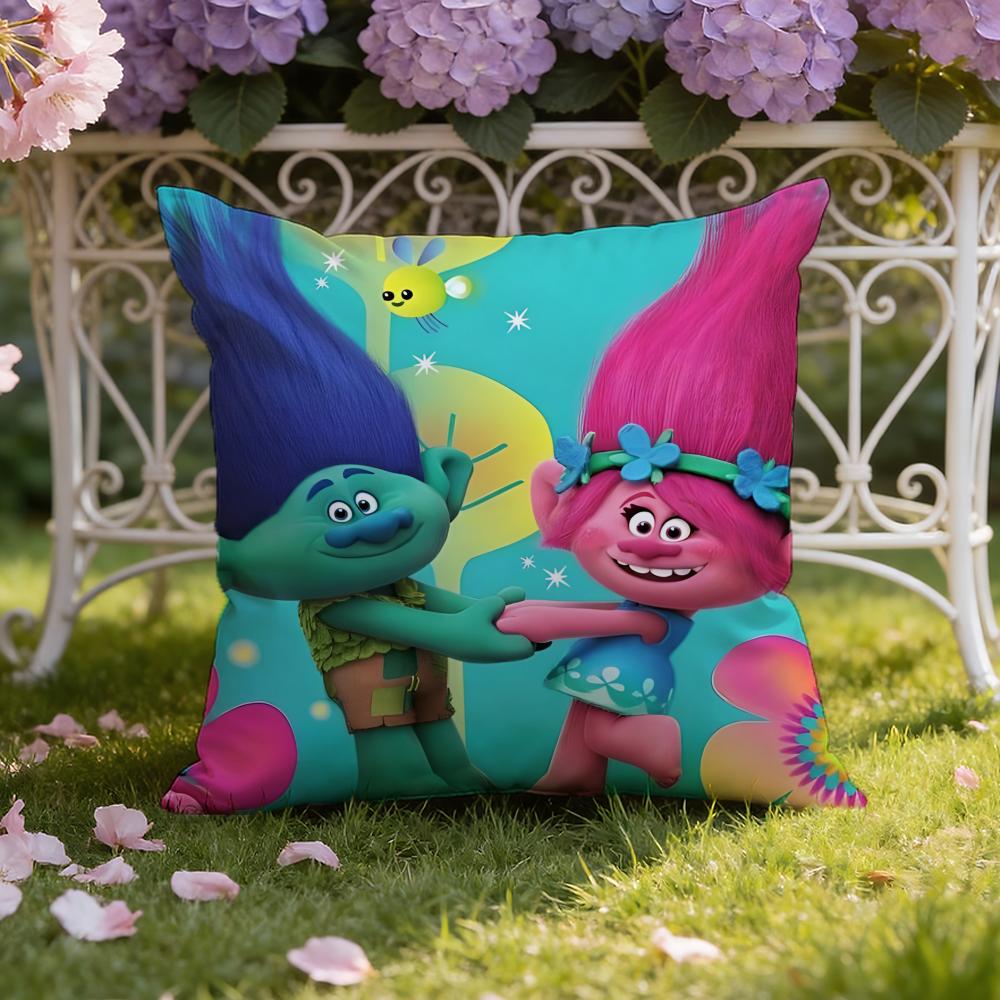 Anime T-TrollsS Cartoon Cushion Cover Home & Car Dual-Scene Pillow Cover: Reversible for Premium Comfort