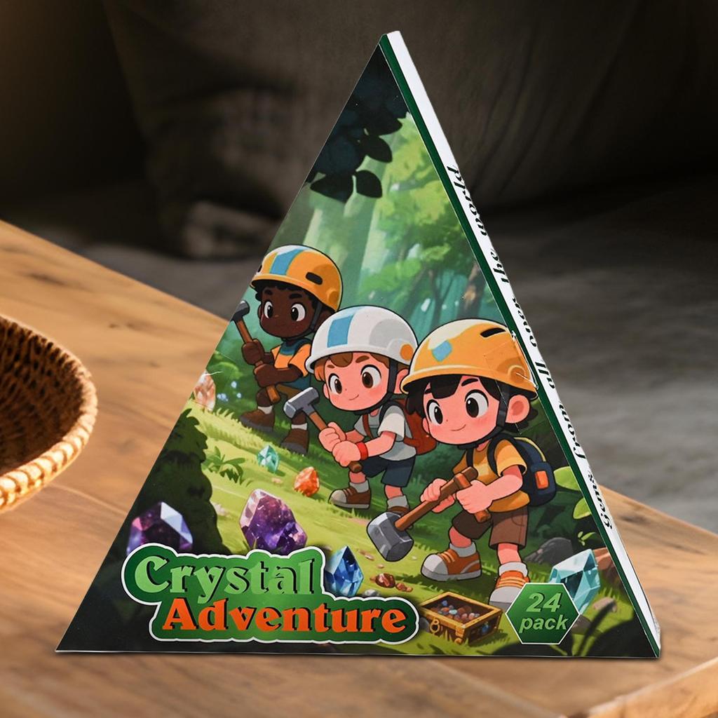 24Grids Christmas Countdown Calendar Gift Box With Hole Crystal Rough Mineral Stone Fun Box For Children To  Play