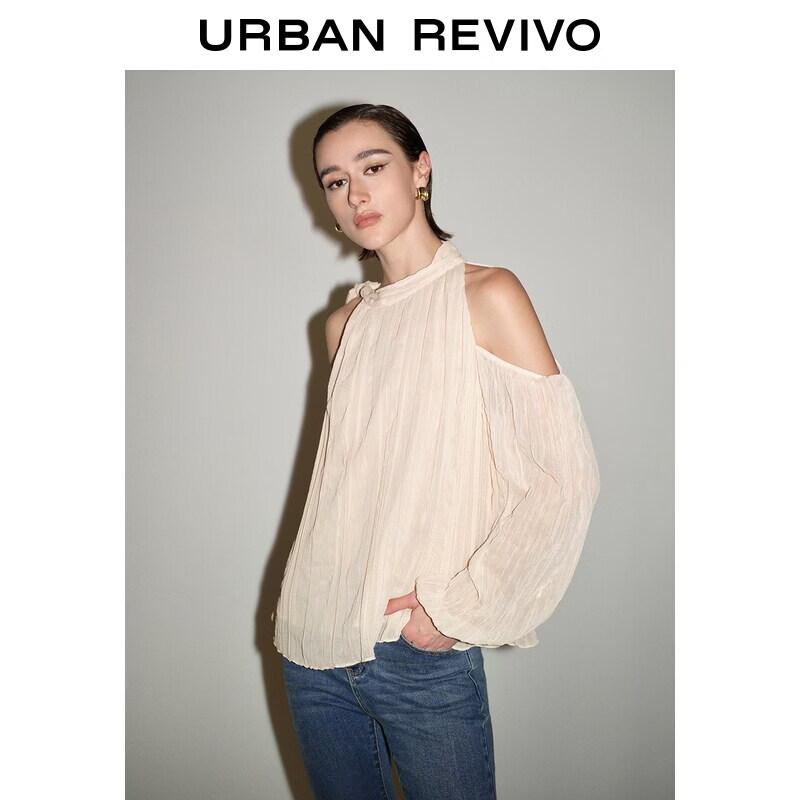 UR2026 Women's Halter Neck Ribbon Blouse