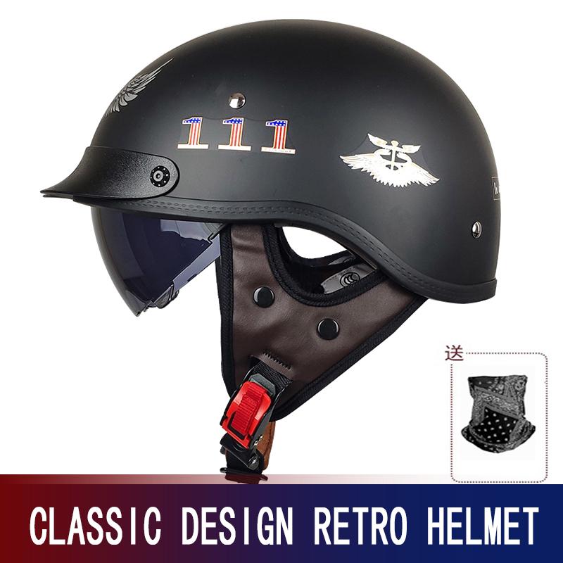 Retro semi-helmet motorcycle helmet men s and women s day American motorcycle cruise pedal helmet helmet is universal in summer M