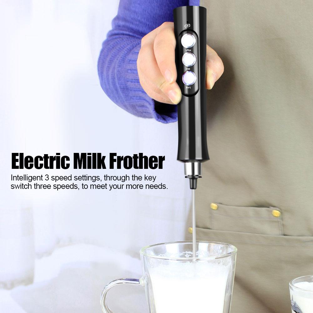 Electric Milk Frother Handheld Automatic Egg Beater Milk Shaker USB Charging