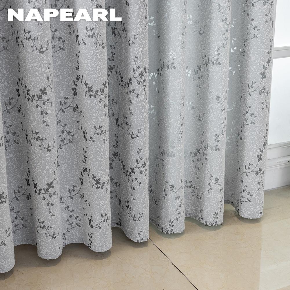 1PC NAPEARL Vintage Rural Style Jacquard Curtains, Gray Rattan Vine Branch Leaf Sheer Curtain for Bedroom Living Room Home Decor