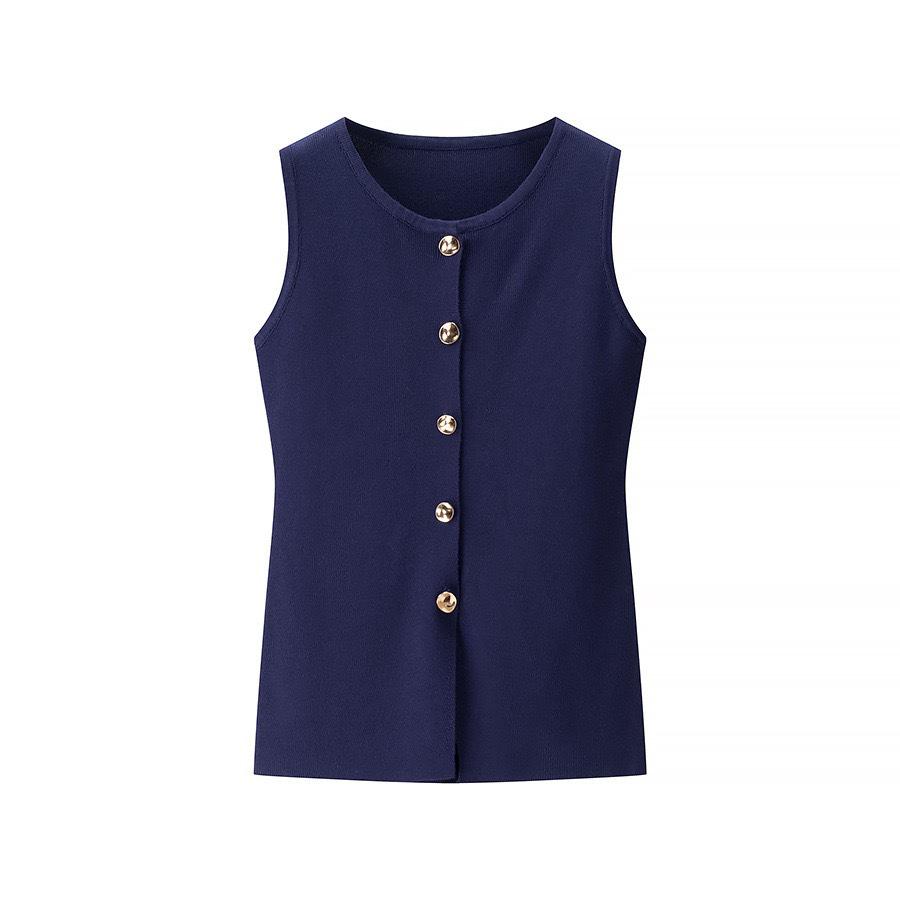 Summer 2025 ZA Fashion Metal Buckle Knit Vest and Slit Midi Skirt Set for Europe and America