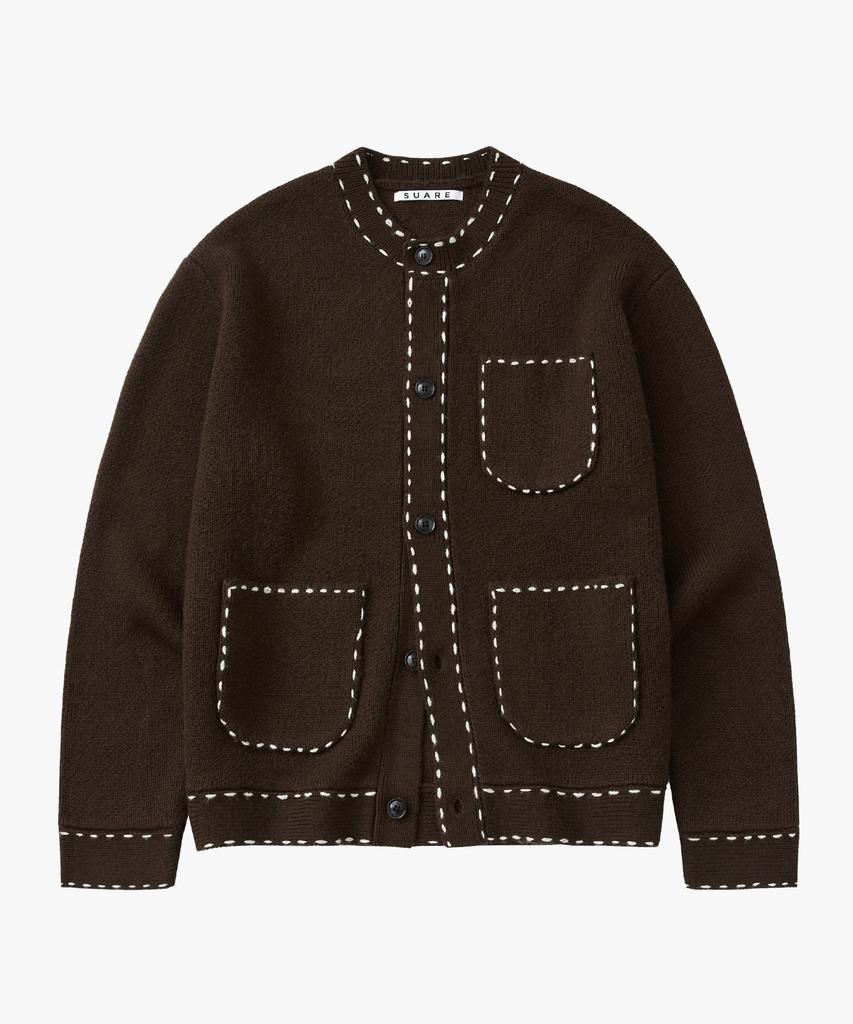 SUARE Wool Hand-Stitched Round Cardigan - 3 Colors