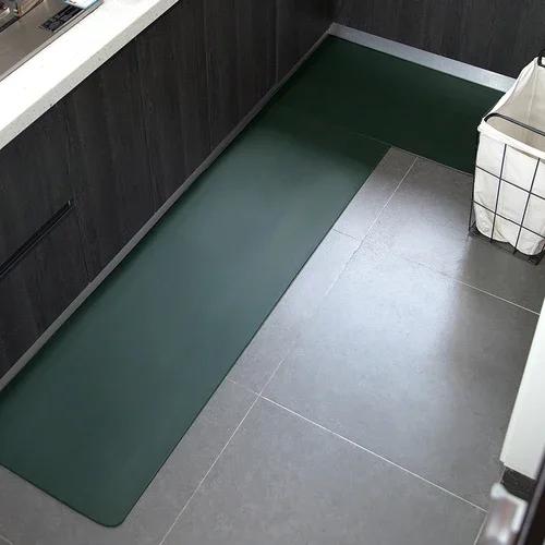 Solid Minimalist Kitchen Floor Mat PVC Anti-slip Waterproof Oil-proof Dirt-resistant Rug Strip Leather Mats for Home