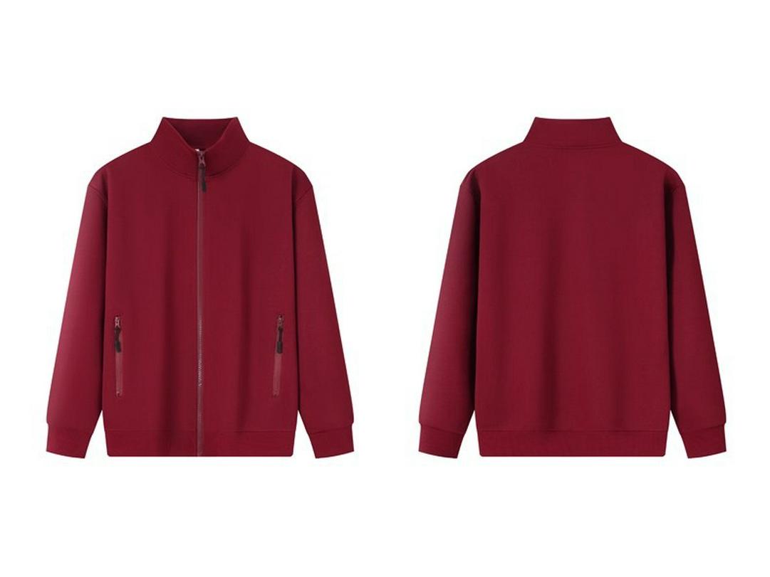

Custom Logo Embroidered Red Cardigan Sweatshirt with Stand-Up Collar - Lightweight Autumn Workwear Jacket XXL Asia/L EU