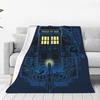 Time Traveler Flannel Throw Blanket Soft TARDIS Blue Design All Season Cozy Comfort for Doctor Who Fan Gift