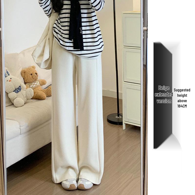 Women's Pink High-Waisted Wide-Leg Pants - Drapey, Petite, Casual for Spring, Autumn, Winter 2026