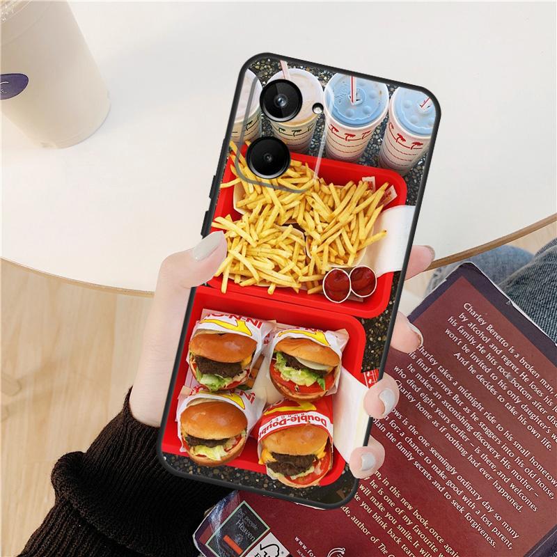French Fries Burger Pizza Case For Realme GT 7 Pro GT 6T 6 5 C55 C53 C51 C21Y C25S C61 C67 C75 10 11 12 13 14 Pro Plus