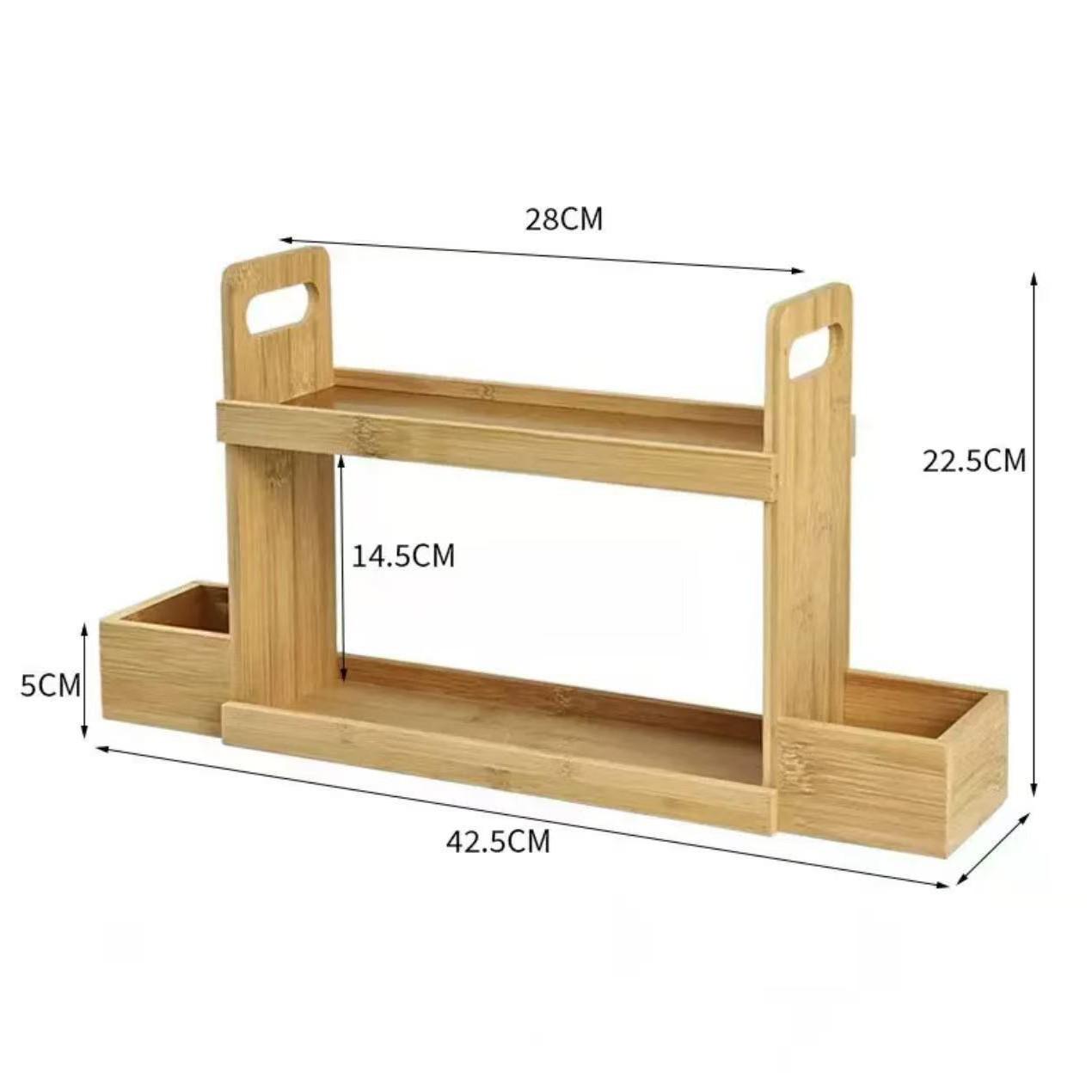 Bamboo Double-layer Kitchen Storage & Cosmetics Organizer Rack