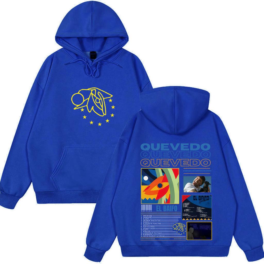 Quevedo El Baifo Sudadera con Estampado de Gira de Álbum para Hombre y Mujer Sudadera Vintage Otoño Invierno Holgada Casual Streetwear Pulóver