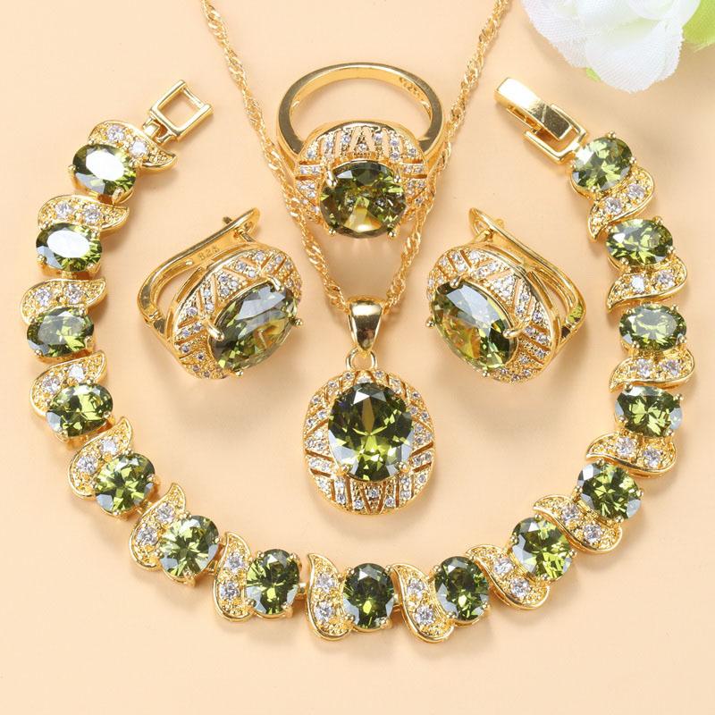 10-Colors Zircon Big Jewelry Sets Necklace And Clip Earrings Bridal Sets For Women African  Gold Plated Wedding Accessories